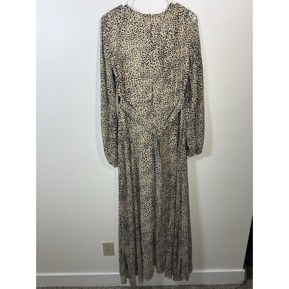 Baltic Born Maxi Dress Cha Cha Leopard Dot Print Taupe Sz M Flowy Boho Lined - Picture 2 of 7